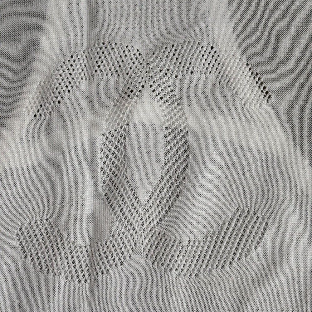 Authentic CHANEL White Mesh CC logo sheer top shirt